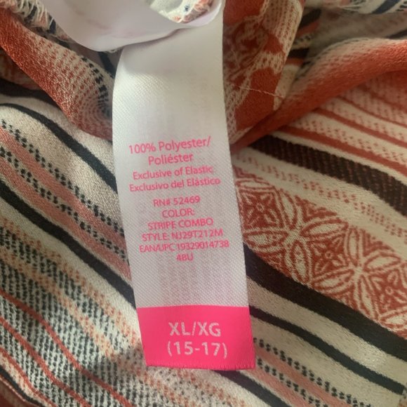 NWT NOBO BROWN/RUST/WHITE STRIPE FLUTTER SLEEVE SQUARE NECK SMOCK TOP XL (15-17) - Picture 11 of 12